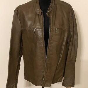 Men's Harley Davidson Brown Leather Jacket - Classic Zip Front size 46
